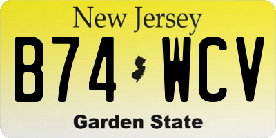 NJ license plate B74WCV