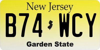 NJ license plate B74WCY