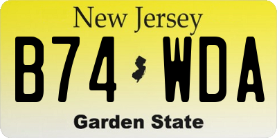 NJ license plate B74WDA