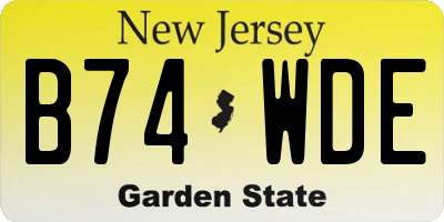 NJ license plate B74WDE