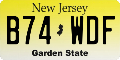 NJ license plate B74WDF
