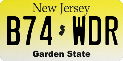 NJ license plate B74WDR