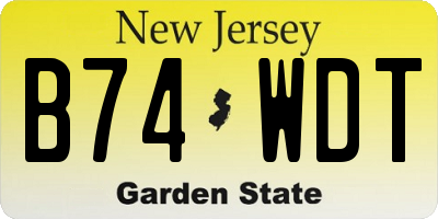 NJ license plate B74WDT