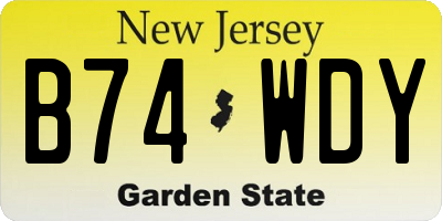 NJ license plate B74WDY