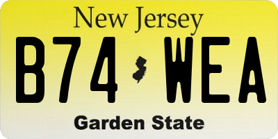 NJ license plate B74WEA