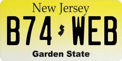 NJ license plate B74WEB