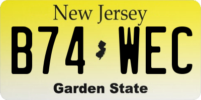 NJ license plate B74WEC