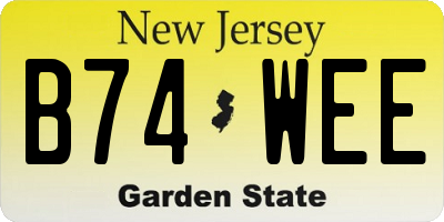 NJ license plate B74WEE
