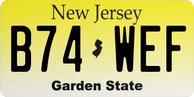 NJ license plate B74WEF