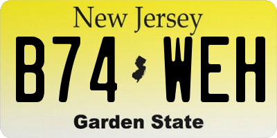 NJ license plate B74WEH