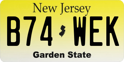 NJ license plate B74WEK