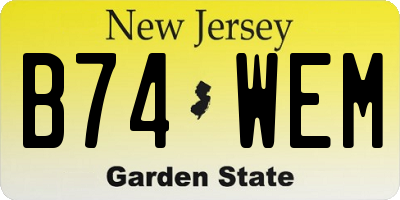 NJ license plate B74WEM