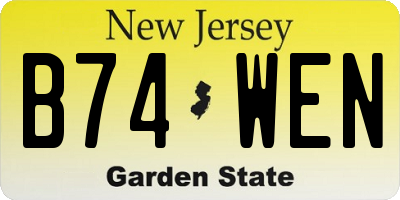 NJ license plate B74WEN