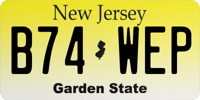 NJ license plate B74WEP
