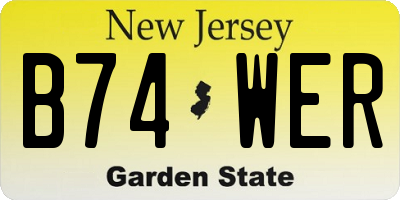 NJ license plate B74WER