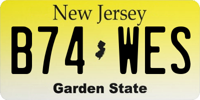 NJ license plate B74WES