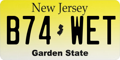 NJ license plate B74WET