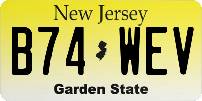NJ license plate B74WEV