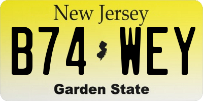 NJ license plate B74WEY
