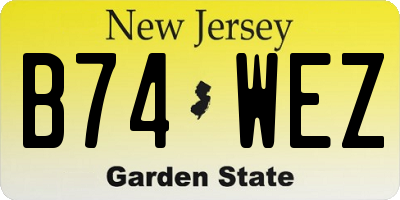 NJ license plate B74WEZ