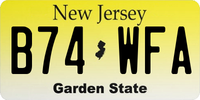 NJ license plate B74WFA