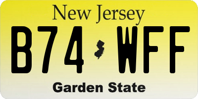 NJ license plate B74WFF