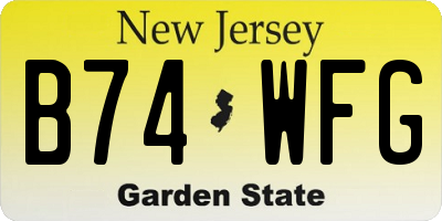 NJ license plate B74WFG