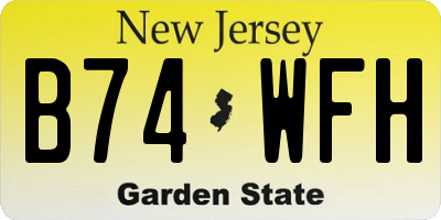 NJ license plate B74WFH