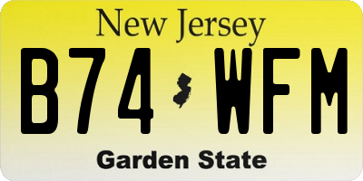NJ license plate B74WFM