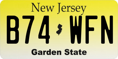 NJ license plate B74WFN