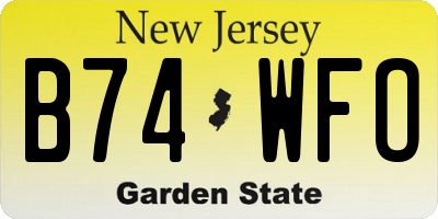 NJ license plate B74WFO