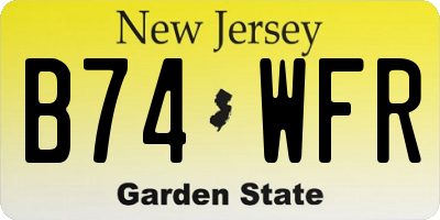 NJ license plate B74WFR