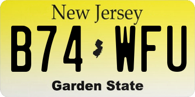 NJ license plate B74WFU