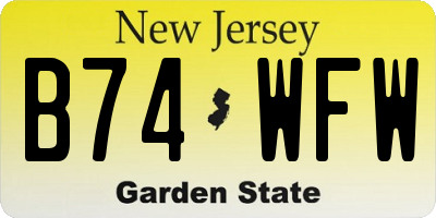 NJ license plate B74WFW
