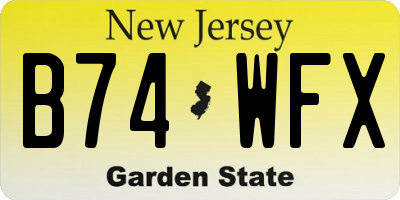 NJ license plate B74WFX