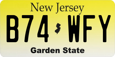 NJ license plate B74WFY