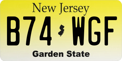 NJ license plate B74WGF