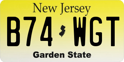 NJ license plate B74WGT