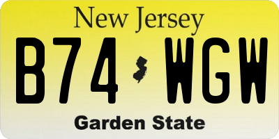 NJ license plate B74WGW