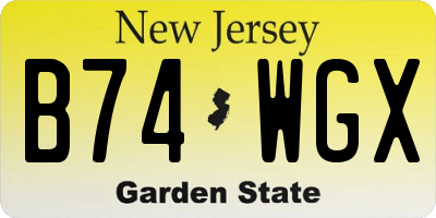 NJ license plate B74WGX
