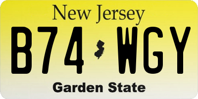 NJ license plate B74WGY