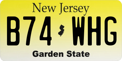 NJ license plate B74WHG