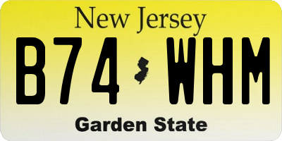 NJ license plate B74WHM