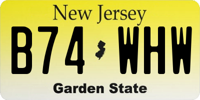 NJ license plate B74WHW
