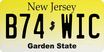 NJ license plate B74WIC