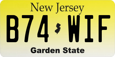 NJ license plate B74WIF