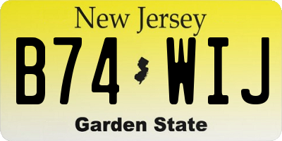 NJ license plate B74WIJ