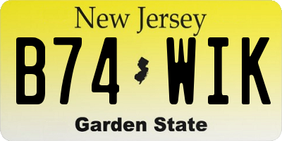 NJ license plate B74WIK