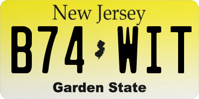 NJ license plate B74WIT