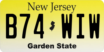 NJ license plate B74WIW